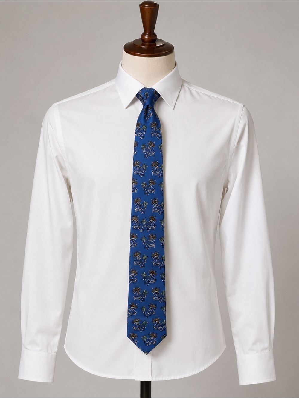 Tango Men's Blue Silk Tie Palm‎ Tree Print Tropical Theme Short 56” x 4”
